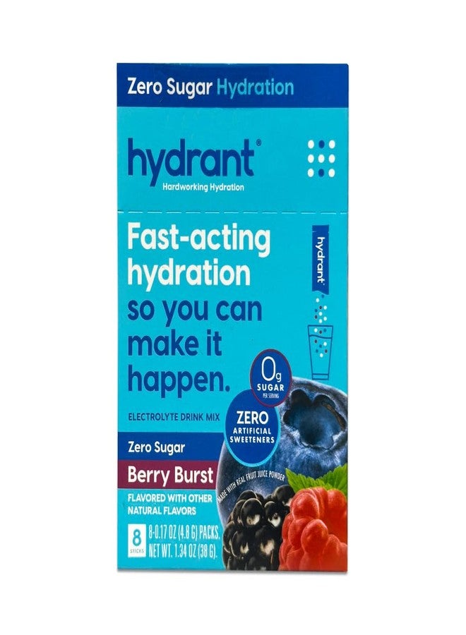 HYDRANT - Hydration Powder, Berry Burst Flavor, 8 Individual Sugar-Free Instant Electrolyte Rehydration Packets - Zero Sugar Drink Mix for Daily Use, Travel & Workouts - Image 1